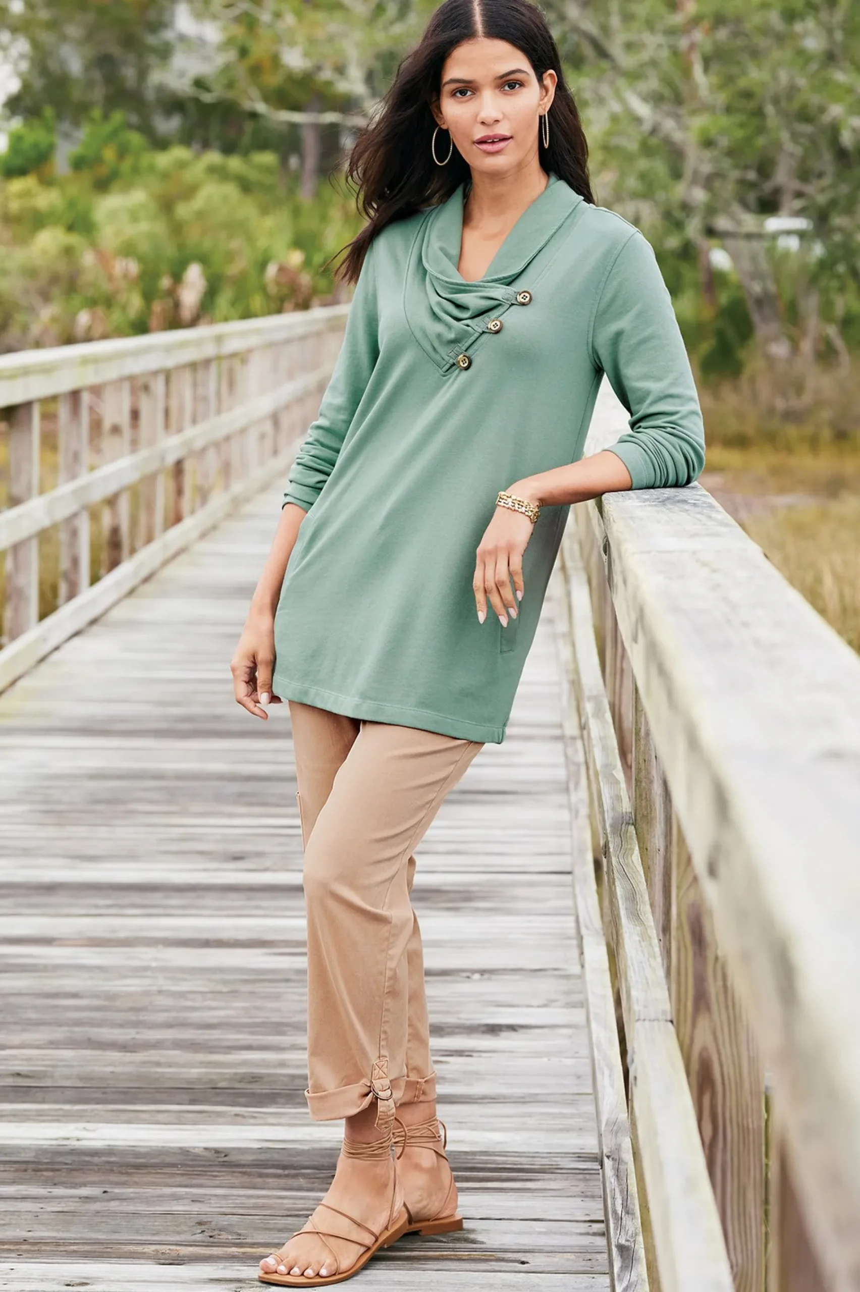 Soft Surroundings Westminster Tunic Sweatshirt> Wear Now Styles|long sleeve