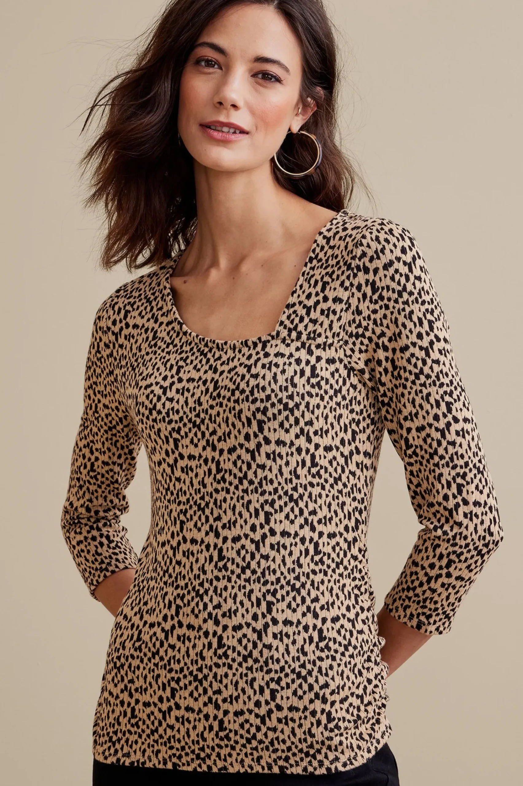 Soft Surroundings Women Anesha Top> three quarter length|pullovers