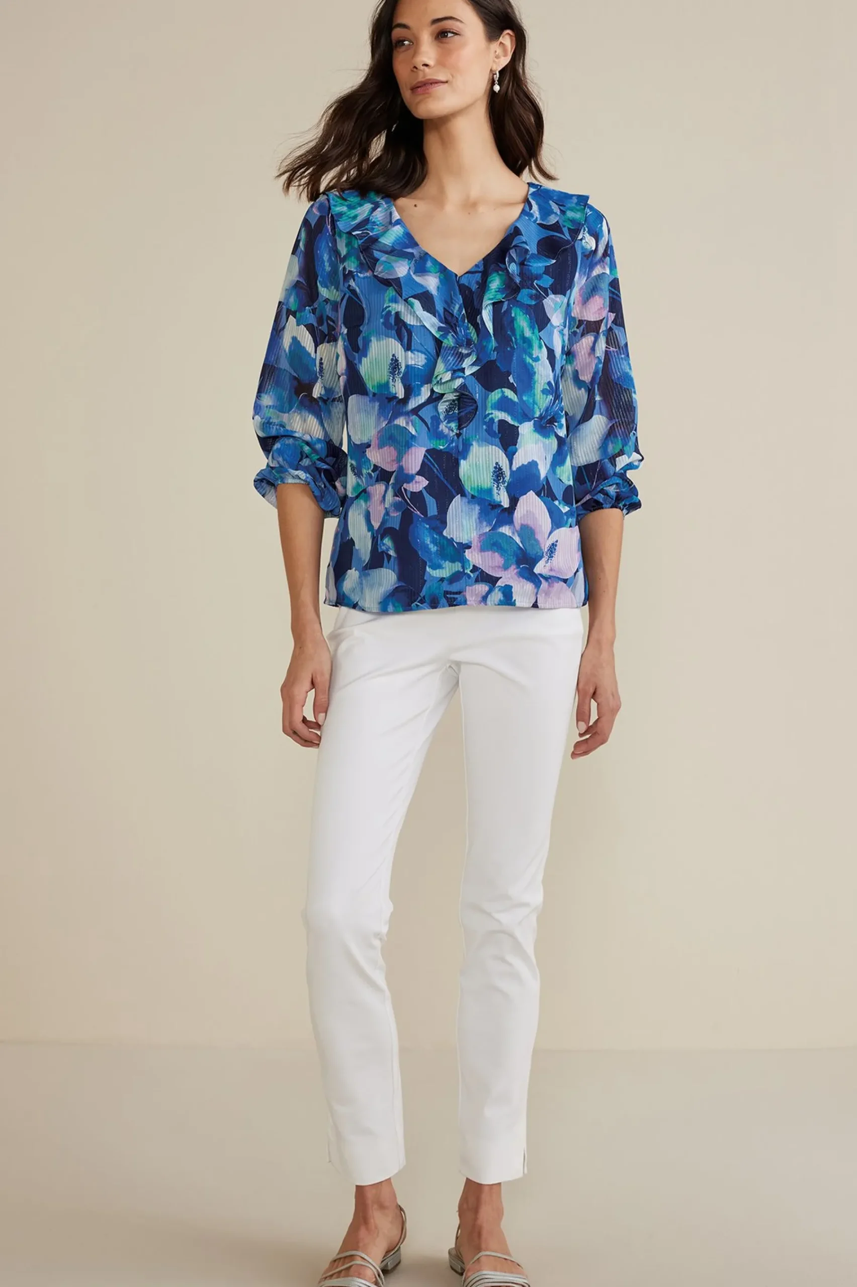 Soft Surroundings Xenia Ruffle Top> Feminine Flourish|long sleeve