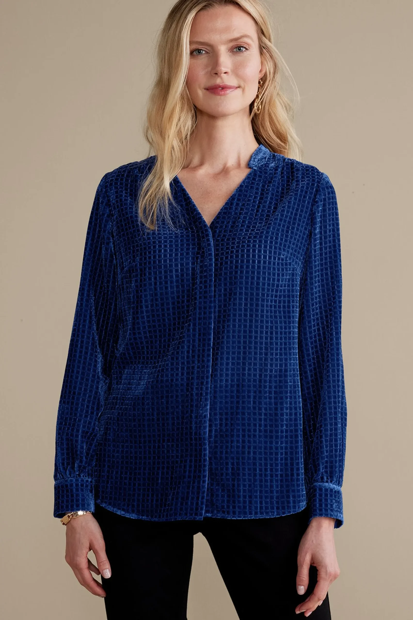 Soft Surroundings Zia Velvet Shirt> Into The Blues|Everyday Styles