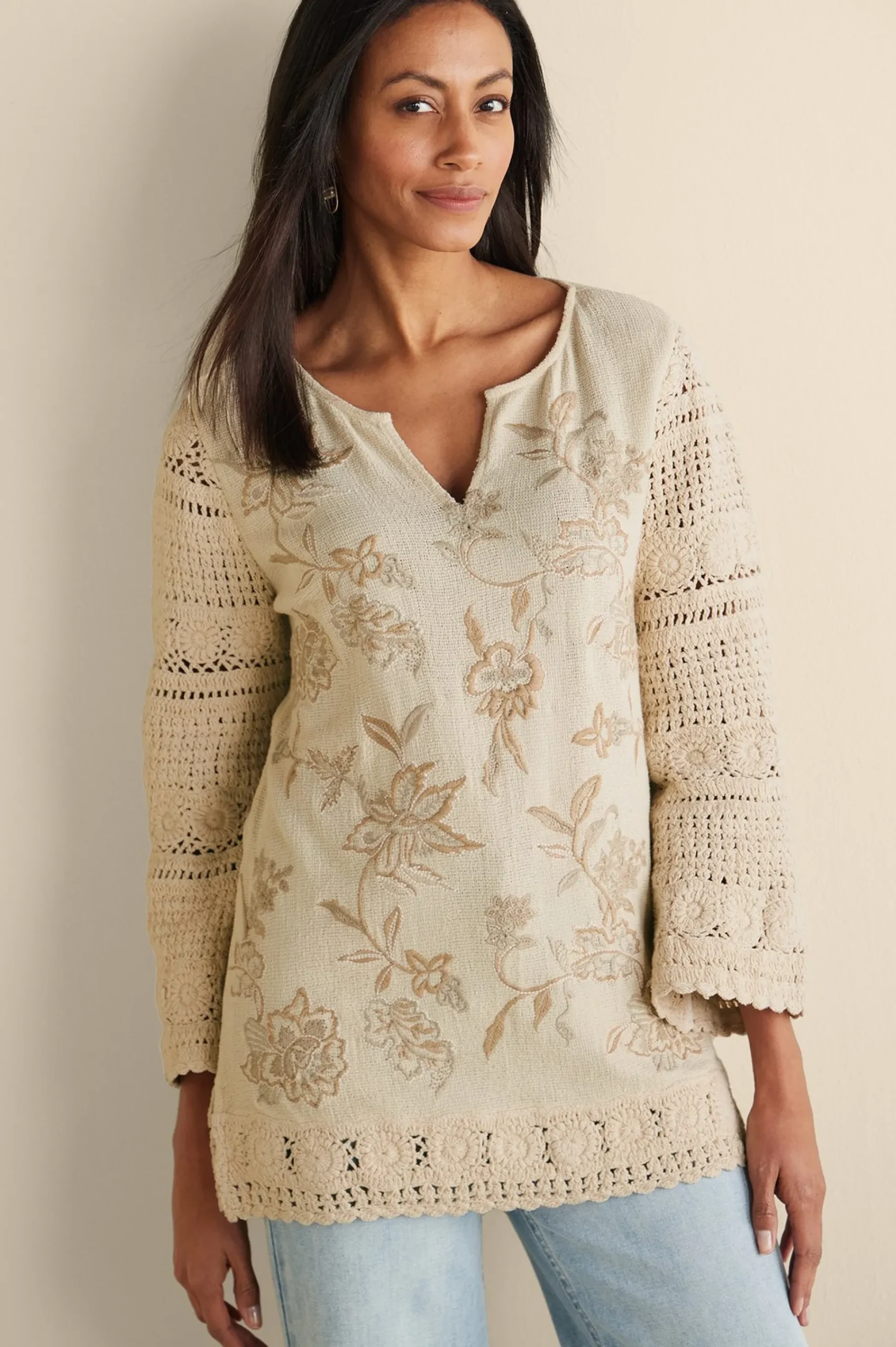 Soft Surroundings Zina Crochet Sweater> Feminine Flourish|Vacation Shop