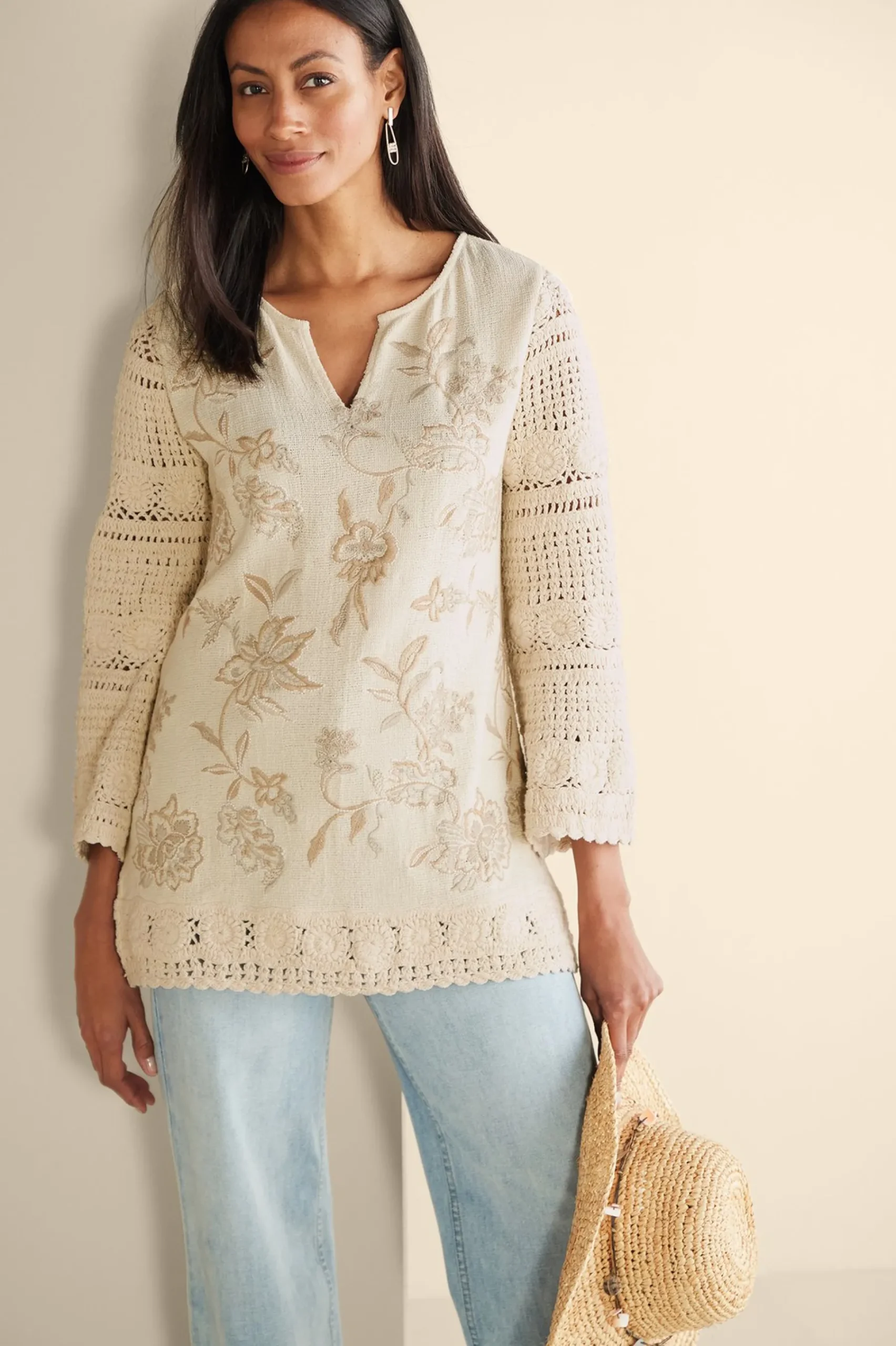 Soft Surroundings Zina Crochet Sweater> Feminine Flourish|Vacation Shop