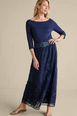 Soft Surroundings Zuri Embroidered Mesh Skirt> Feminine Flourish|Into The Blues